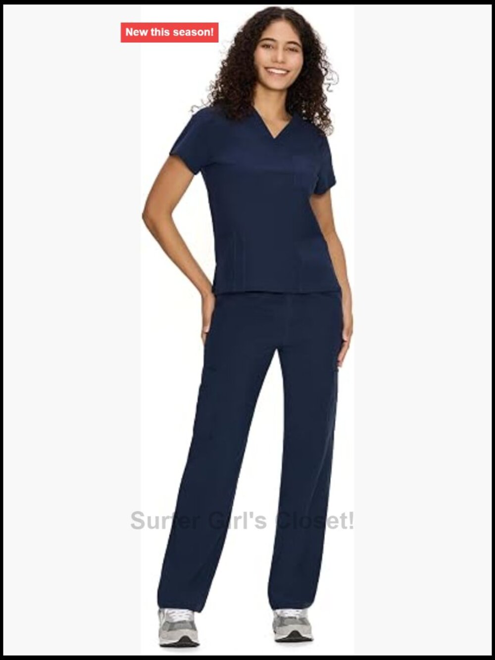 COZYFIT Scrub Set V-Neck Top Straight Leg Pants 9 Pockets 4-Way Stretch Medical